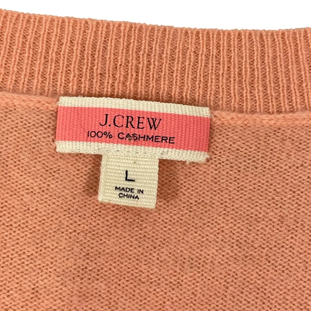 J.Crew Cashmere Slim-Fit Crewneck Sweater Womens Peach Pastel Orange Large K1313
